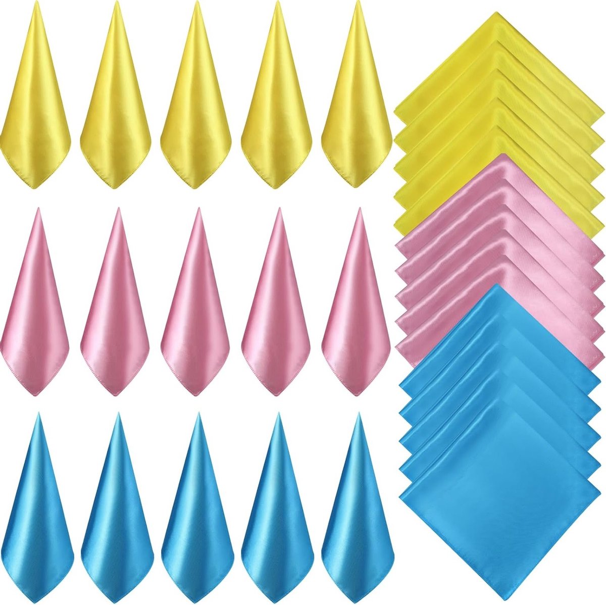 Set van 15 Dames Sjaals met Vierkante Hals, Effen Satijnen Neckerchiefs en Haarbandana's voor Diverse Stijlen