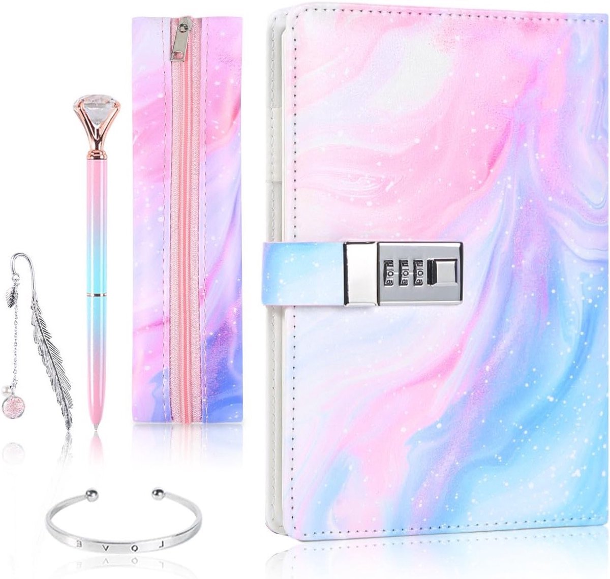 Dagboek met slot voor meisjes, notitieboek voor tieners, veilig dagboek, cadeaus voor meisjes van 8 tot 13 jaar, perfect voor verjaardagen en Valentijnsdag