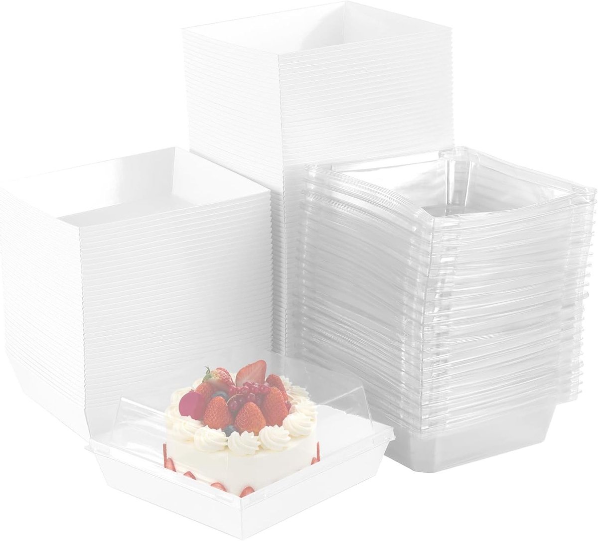 100 Taartplakdozen met Doorzichtige Deksels - 5 Inch Papier Dozen voor Taart, Koekjes en Snacks