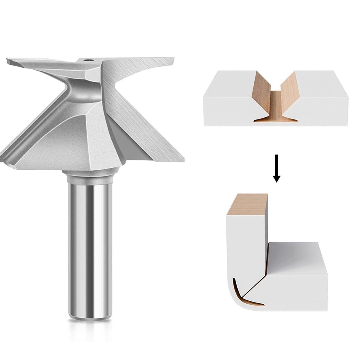 Houtbewerkingsfrees voor Tong- en Groefverbindingen, 1/2-Inch Shank, Arch Slot Trimmer en Vellingkant Gereedschap voor Precisie en Creativiteit in Houtbewerking
