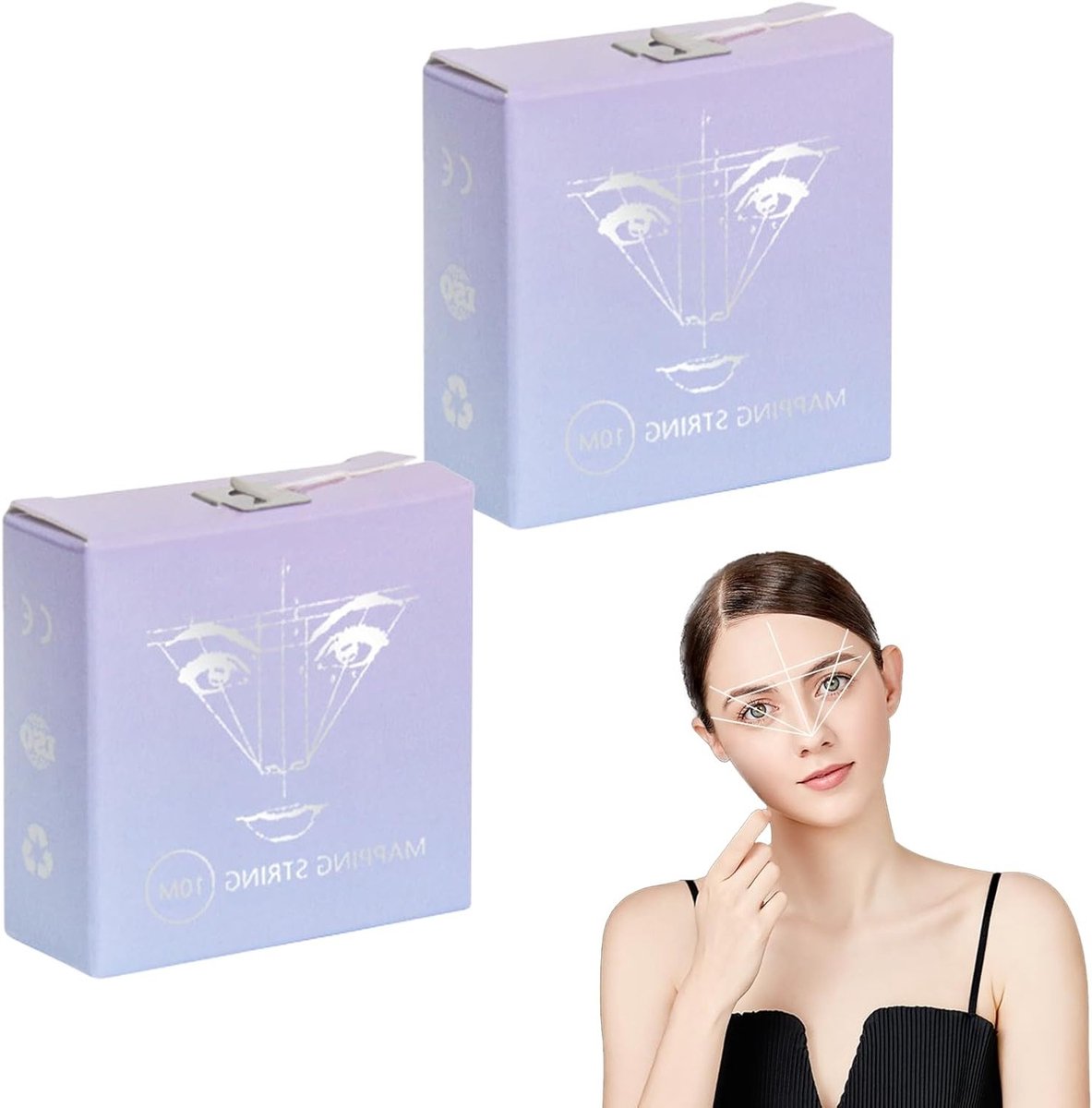 2 Pack 10m Vooraf Geïmpregneerde Mapping Draad voor Permanente Make-up en Microblading Accessoires - Ideaal voor Precisie en Vormgeving van Wenkbrauwen