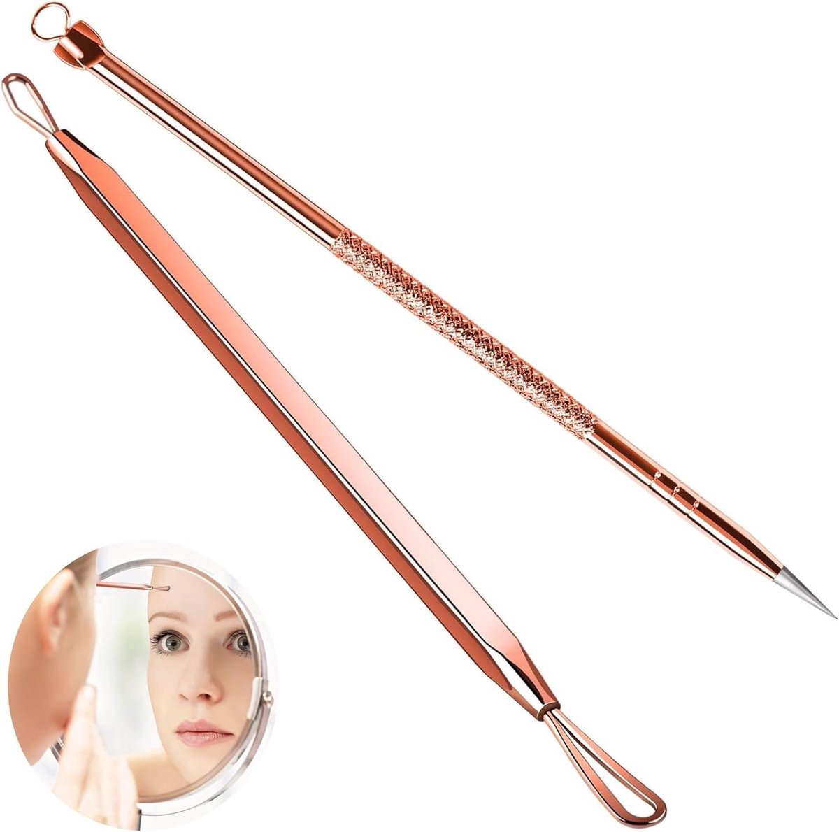 Effectieve Comedonenverwijderaar Set - 2 Stuks Zwarte Puntjes Verwijderaar, Pore Cleanser en Acne Extractor voor een Schone Huid en Vermindering van Puistjes