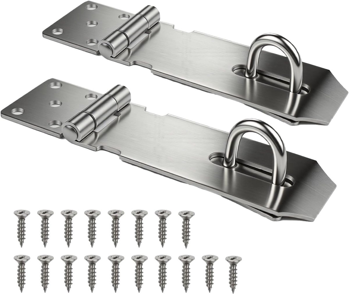 2 stuks hangslot hasp, 4 inch roestvrijstalen veiligheidsoverval, duurzame vergrendeling voor deur, raam en kast, ideaal voor extra beveiliging en bescherming