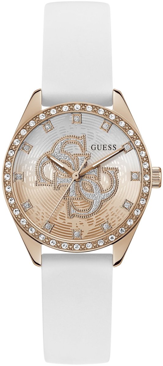 Guess Ava Quartz Analoog Horloge Tweetoon Kast: 100% Roestvrij Staal | Armband: 100% Siliconen 34 mm GW1042L1, GW1042L4