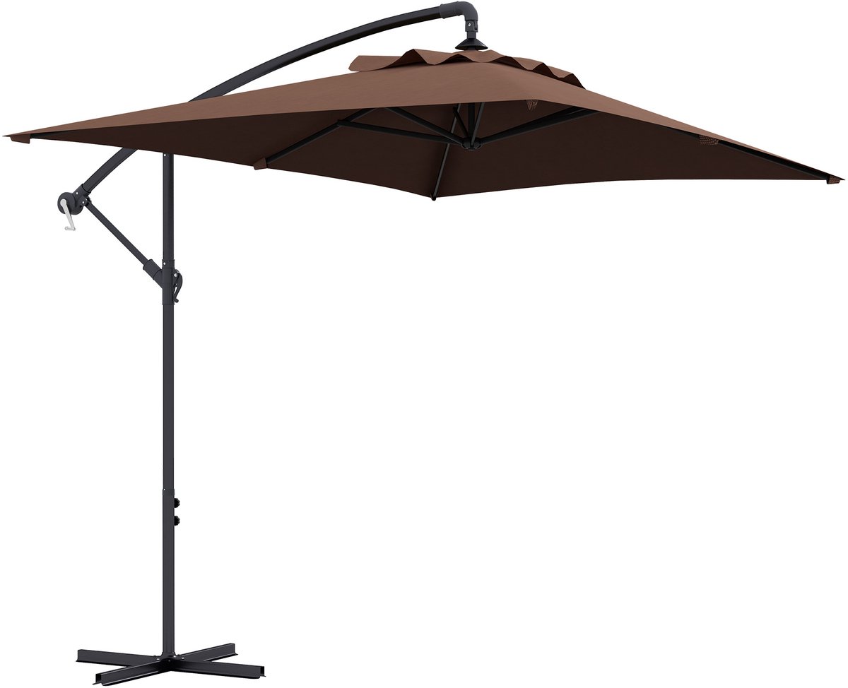 Outsunny Terrasparasol met zijarm - Polyester - 294x193x250cm - Bruin