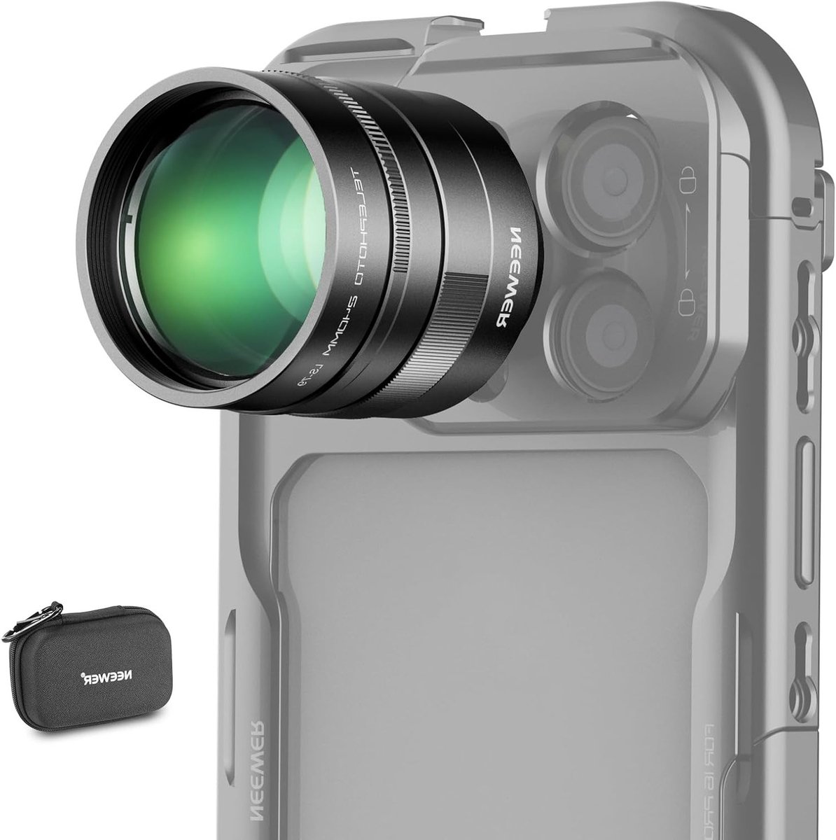 Teleconverter 240mm voor telefooncamera, telephoto lens, 7 elementen, 17mm draad, compatibel met iPhone, Android en Samsung, ideaal voor fotografie en videografie
