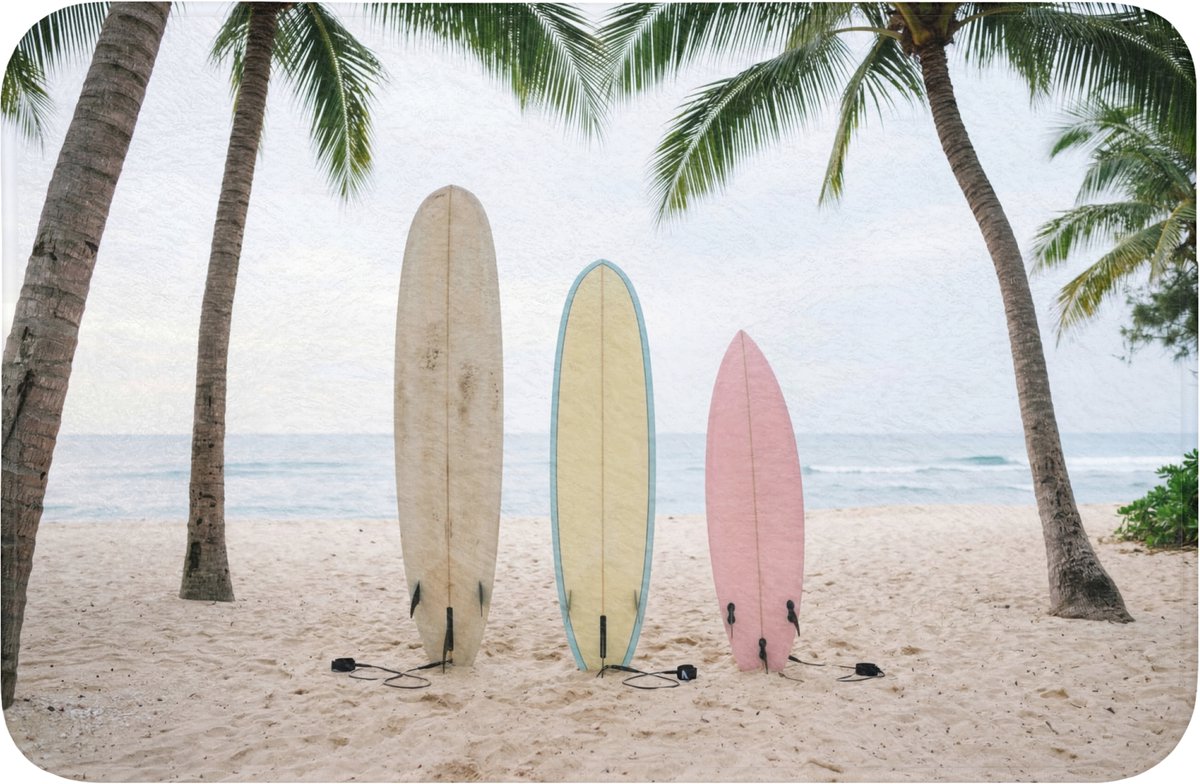 WC mat 60x40 cm - Antislip - Surfboard - Palmbomen - Kleurrijk - Toiletmat - Vloermat - Do