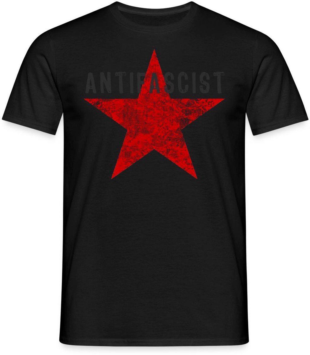 Antifascist Rode Ster Statement T-Shirt Heren