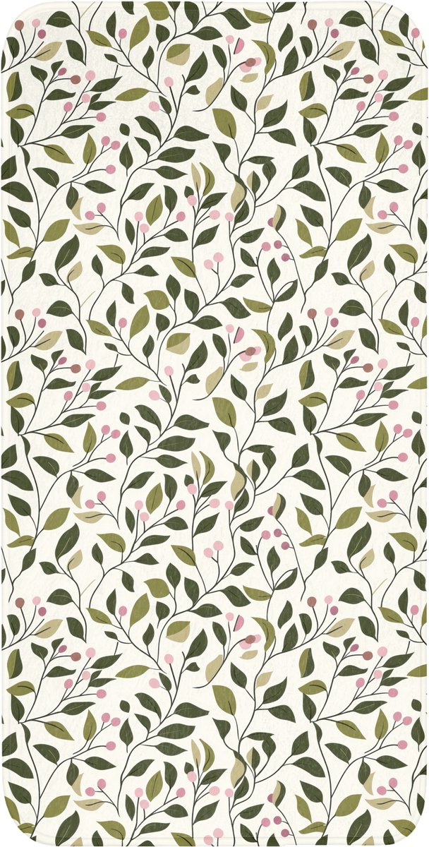 WC mat 60x120 cm - Antislip - Bladeren - Bessen - Roze - Toiletmat - Vloermat - Douchemat