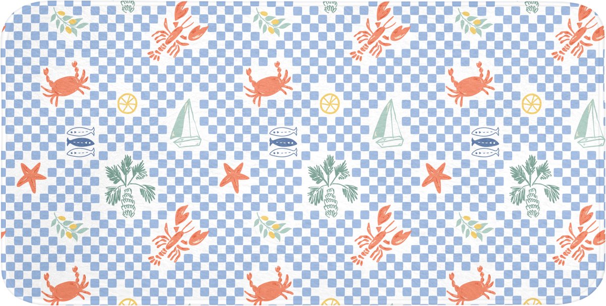 WC mat 120x60 cm - Antislip - Zee - Patroon - Zeilboot - Blauw - Toiletmat - Vloermat - Do