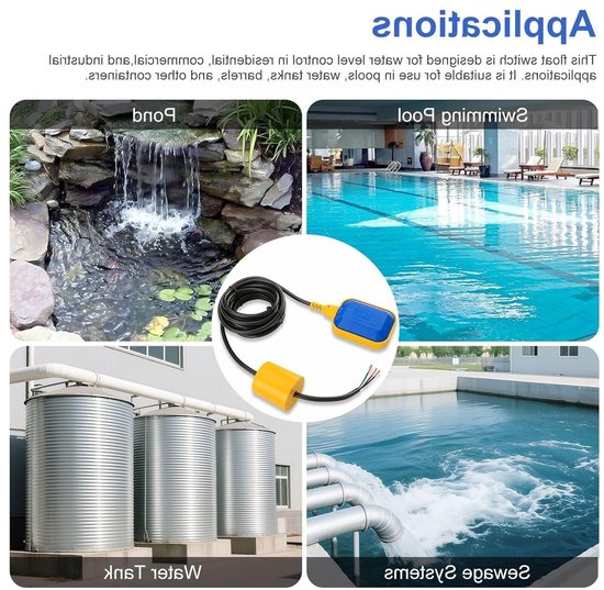 Automatische vlotter schakelaar voor pomp - 5m kabel voor waterniveau controle in tanks, vloeistofniveau regeling en waterpompbeheer van Merkloos — afbeelding 5