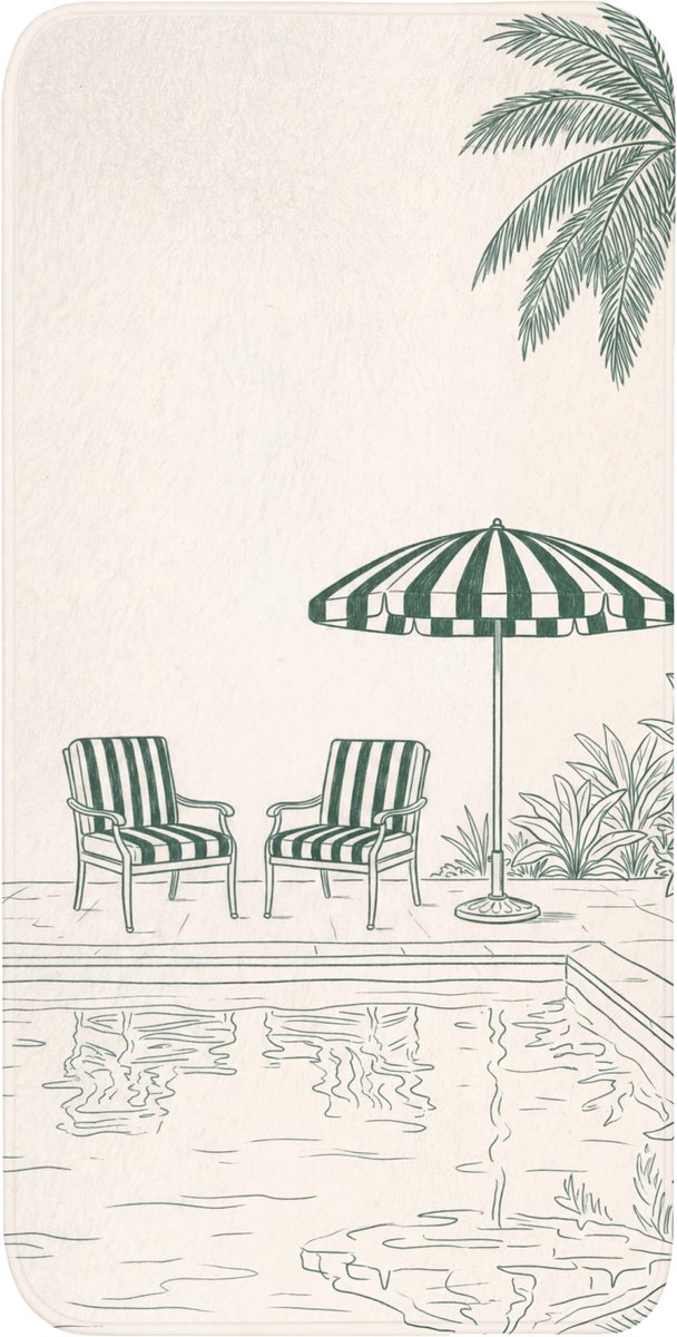 Badmat 60x120 cm - Antislip - Terras - Illustratie - Groen - Badmatten voor badkamer - Badkamermat - Douchemat - Badkamer mat