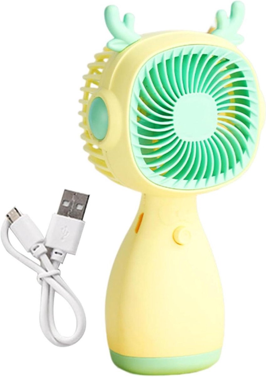 Draagbare Ventilator - Zakventilator Oplaadbaar - Persoonlijke Verkoeling - Drie Snelheden Instelbaar - 15 x 7 cm - Citroengeel