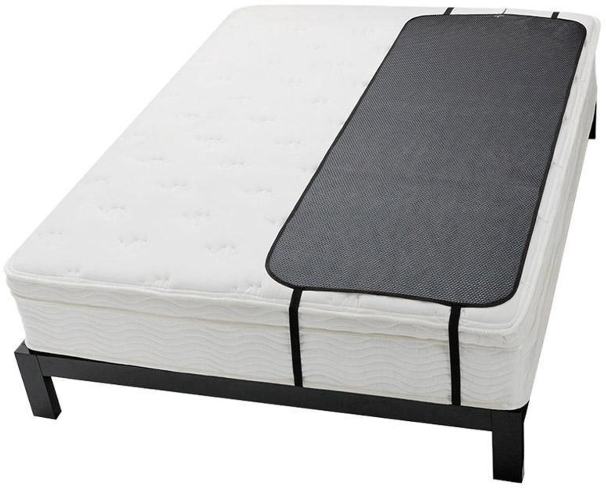 Aardingslaapmat - 68x180cm - met 5m kabel en adapter - Tweepersoonsbed - Carbonleder - Zwart - Hoog geleidend - Vegan friendly - Aarding.org