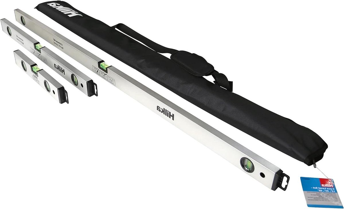 Waterpas Set - Meetinstrumenten Set - Precisie Meten - Aluminium Frame - 3 Delig - Zilver