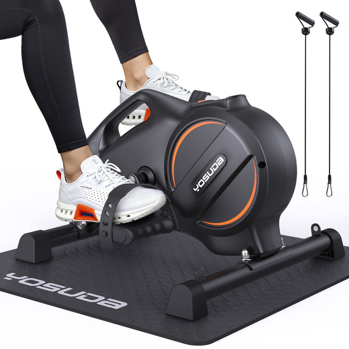 YOSUDA - 16-traps pedaaltrainer - Arm- & beentrainer zittend met weerstandsbanden - Antislip mat & mini hometrainer voor senioren