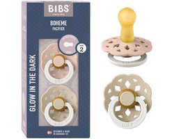 Bibs Boheme Glow Fopspeen - 6-18 mnd - 2-pack - Rond - Blush/Vanilla