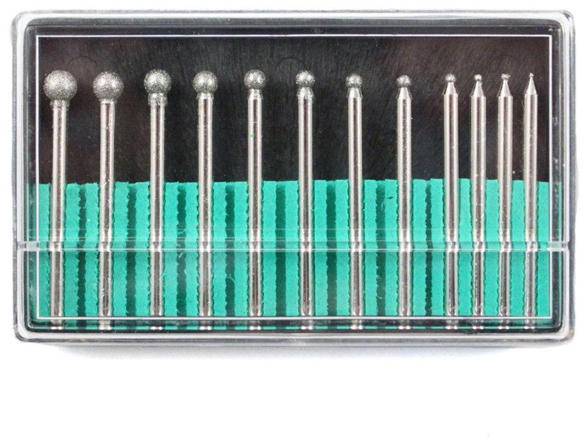Diamant Burr Bits - Metaalvijlen Set - Materiaal Bewerken - Universele Schacht - 12 Stuks - Zilver