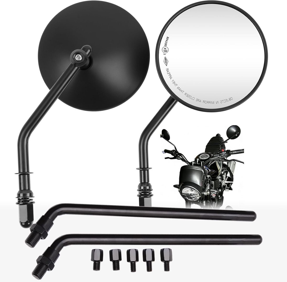 Ronde Achteruitkijkspiegel 10 cm CNC Universeel voor Harley Sportster, Softail, Dyna en E-Bikes - Perfect voor Cruiser, Chopper en Bobber Motorrijden