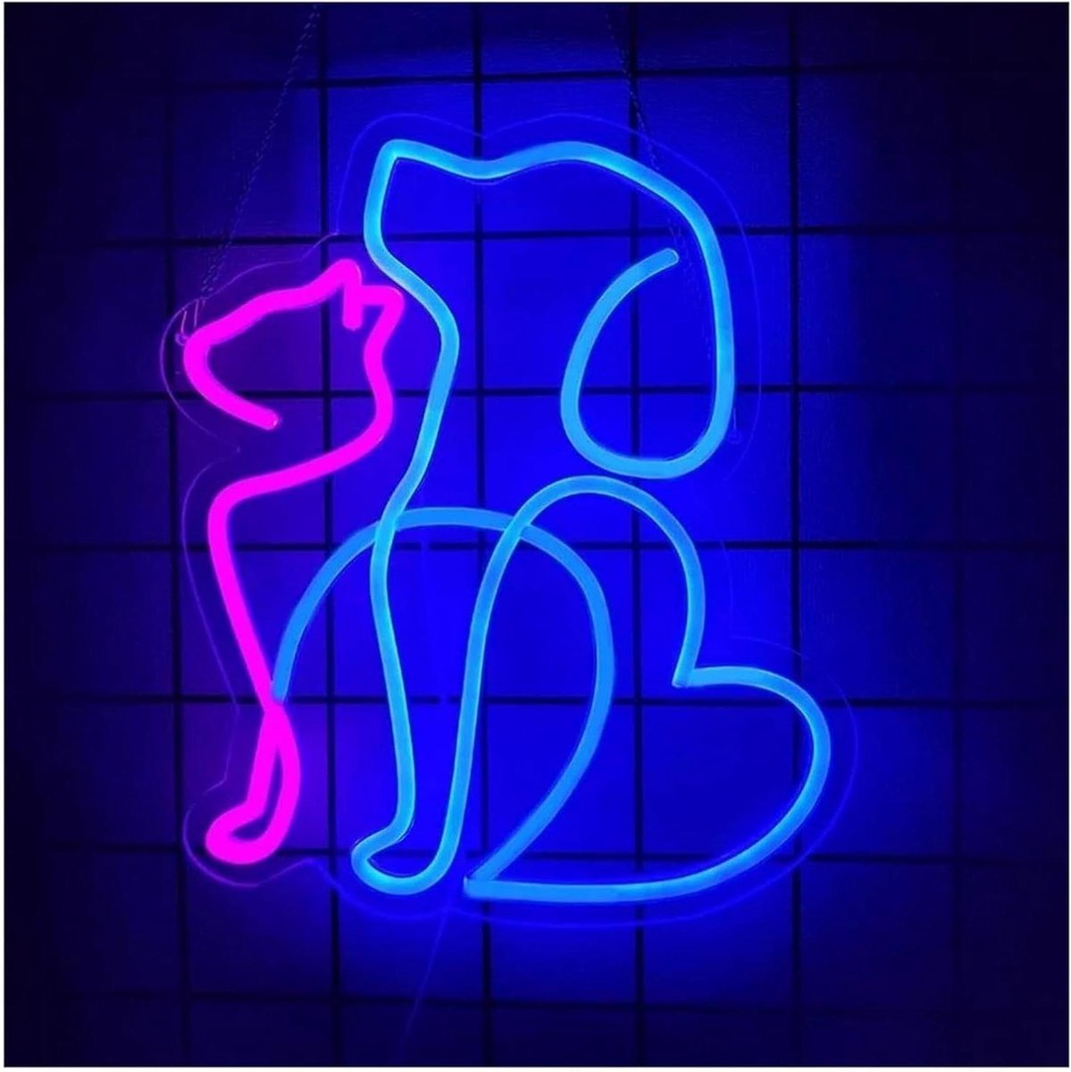 Neonlichten Kat Hond - Dier Decoratie - Muur Verlichten - Handgemaakt Acryl - 32 x 35 cm - Meerdere Kleuren