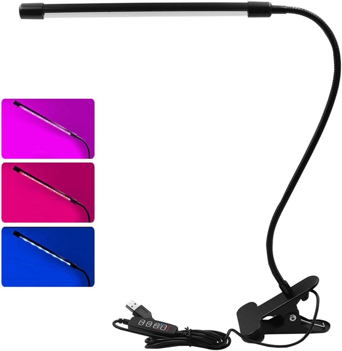 Plantenlamp - Kweeklamp USB - Binnenkweek - Volledig spectrum - 36 cm - Zwart