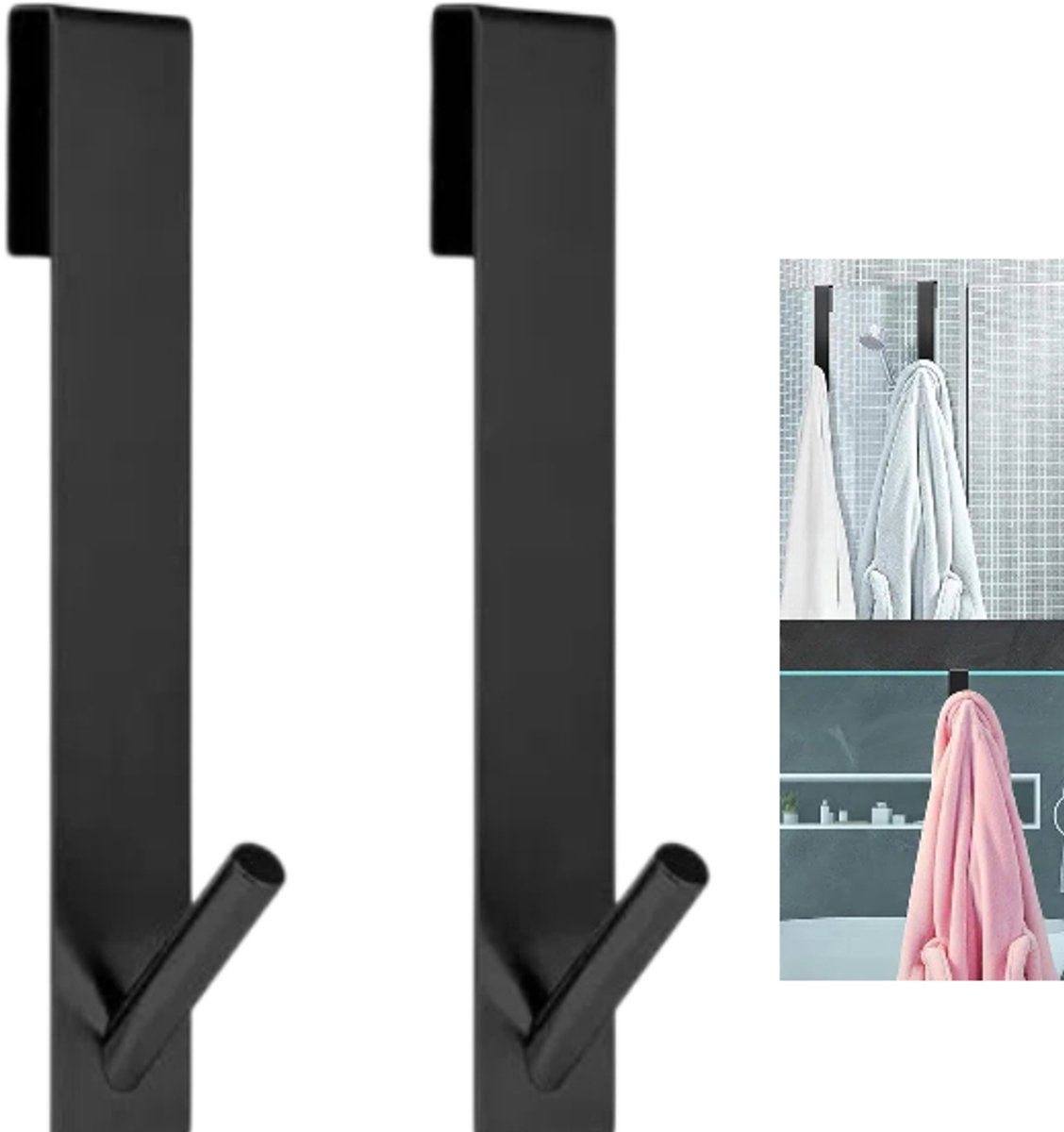 2 stuks - Roestvrijstalen deurhaak - Enkele haak - Metalen kapstokhaak -zonder boren - Dou