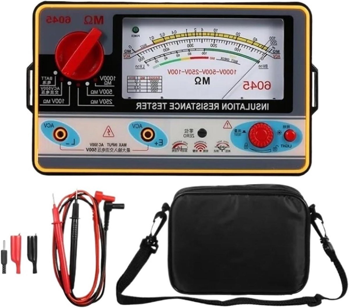 Isolatieweerstandsmeter - Ohmmeter Tester - Elektrische Inspectie - Breed Spanningsbereik - 2000MΩ - Zwart