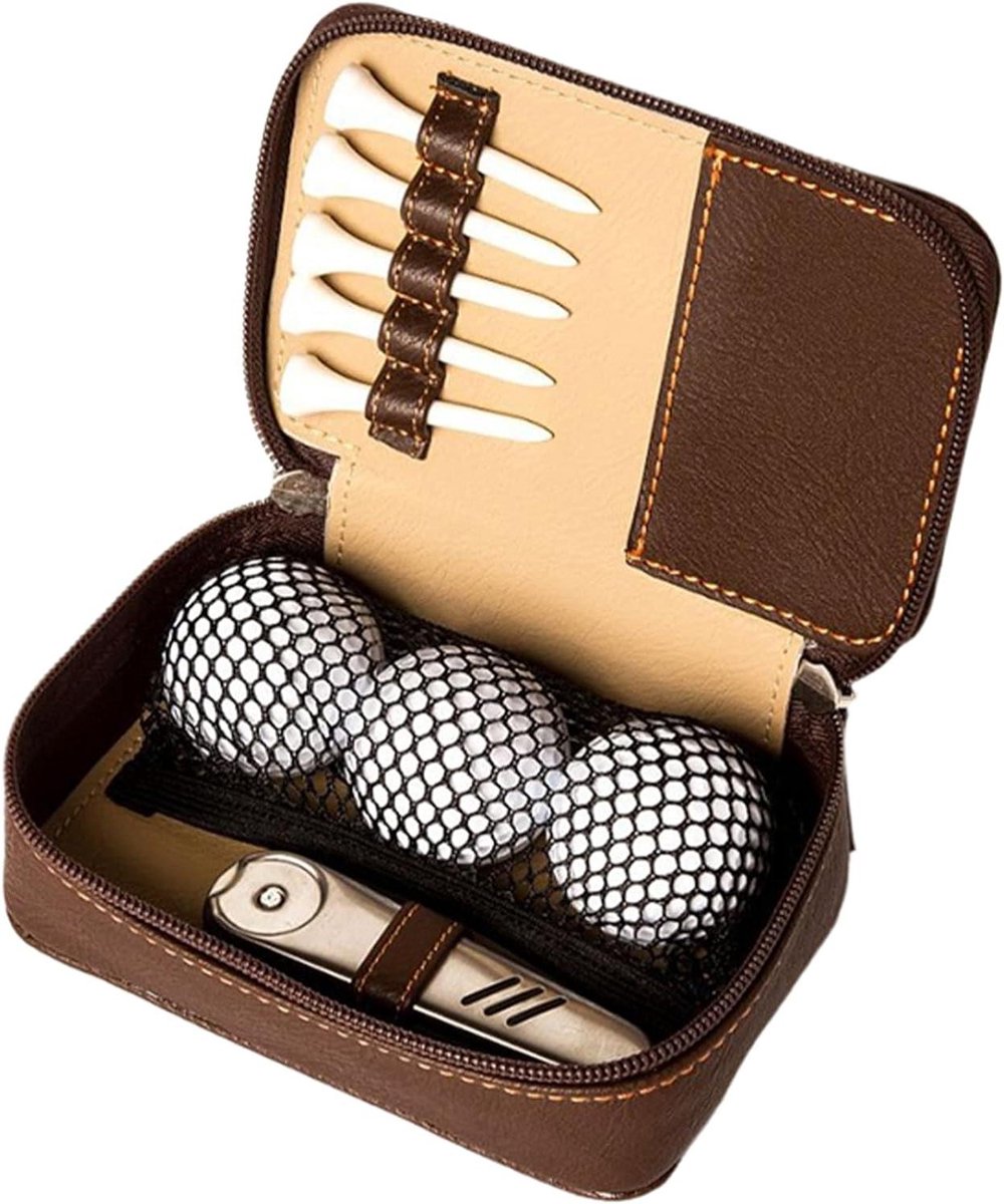 Golfhandschoen Etui - Golf Tee Huls - Golf Training - Degelijke Leer Constructie - 18 x 12 x 5 cm