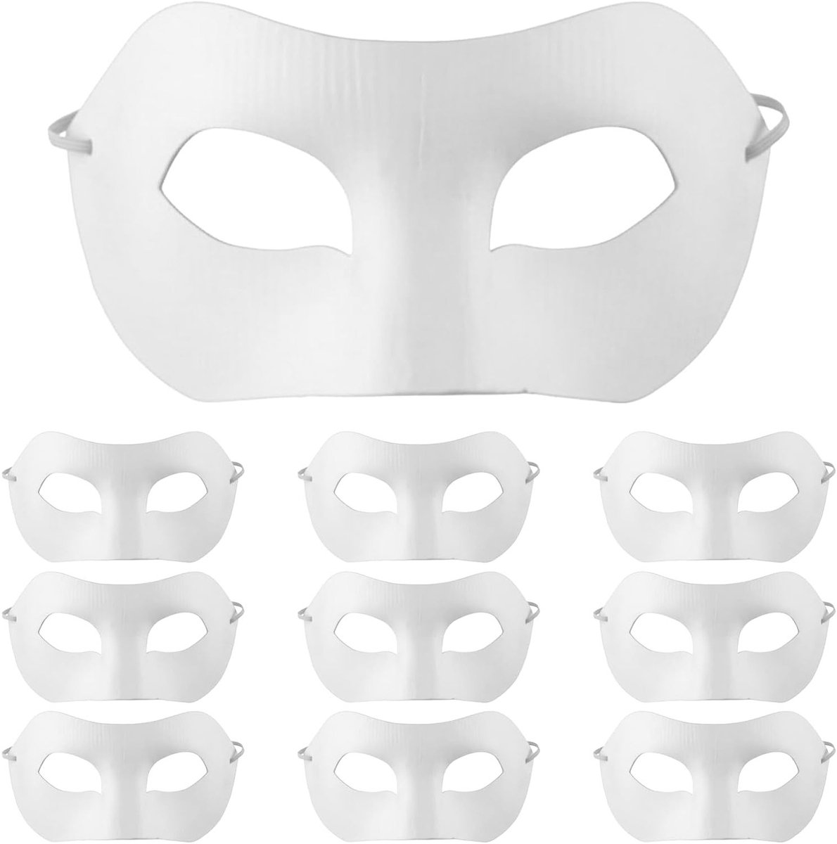 Witte Papieren Maskers voor Feestjes, Carnaval en Creatieve Knutselprojecten - Set van 10 Zorro Stijl Maskers