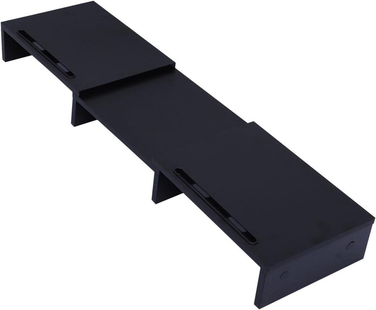 Monitor Verhoger - Bureau Organizer - Werkplek Optimaliseren - Met Opbergvak - 109 cm Lengte - Zwart