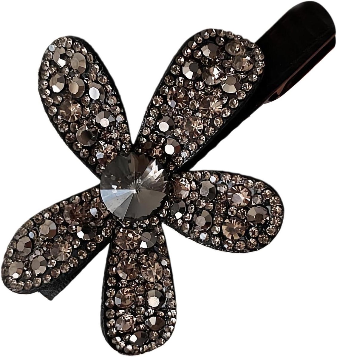 Bloem Haarclip - Strass Speld - Feestelijke Styling - 3D Ontwerp - 8 x 4 cm - Zilver