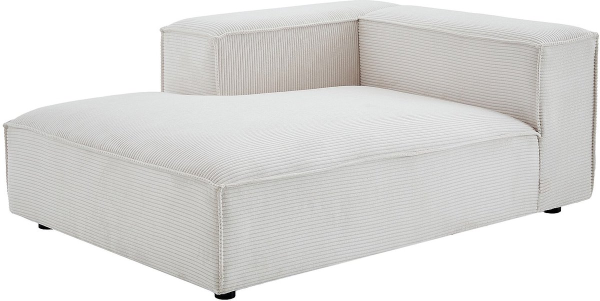 Vente-unique Chaise longue met linkerarmleuning in beige ribfluweel RUZOLO