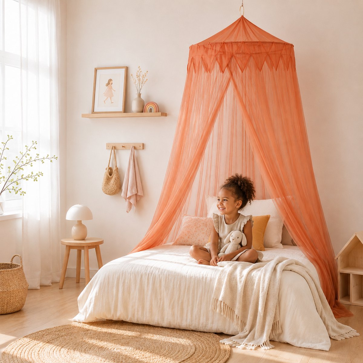 Kinderklamboe Kroonrand Terra - Luxe Bedhemel voor Baby & Kind