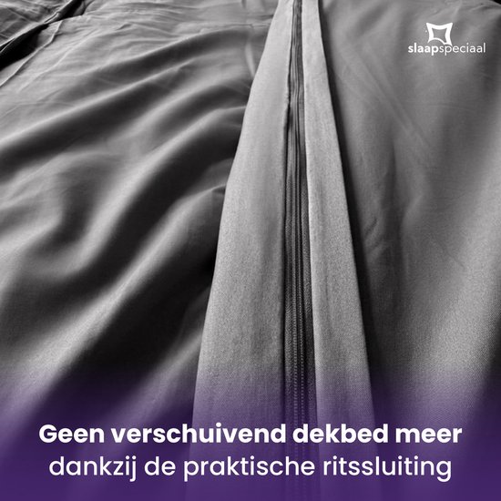 Slaapspeciaal Dekbedovertrek - 100% Katoen Dekbedovertrek - Inclusief Kussenslopen - Ademend en Zacht - 200x220 cm + 2 kussenslopen - Ritssluiting - Extra Lang - Antraciet van Slaapspeciaal — afbeelding 5