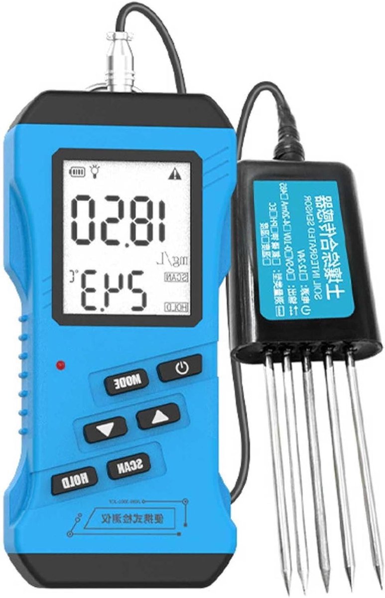 Bodem Tester - Vruchtbaarheid Meter - Planten Verzorging - 7-in-1 Analyse - 3-inch Display - Grijs
