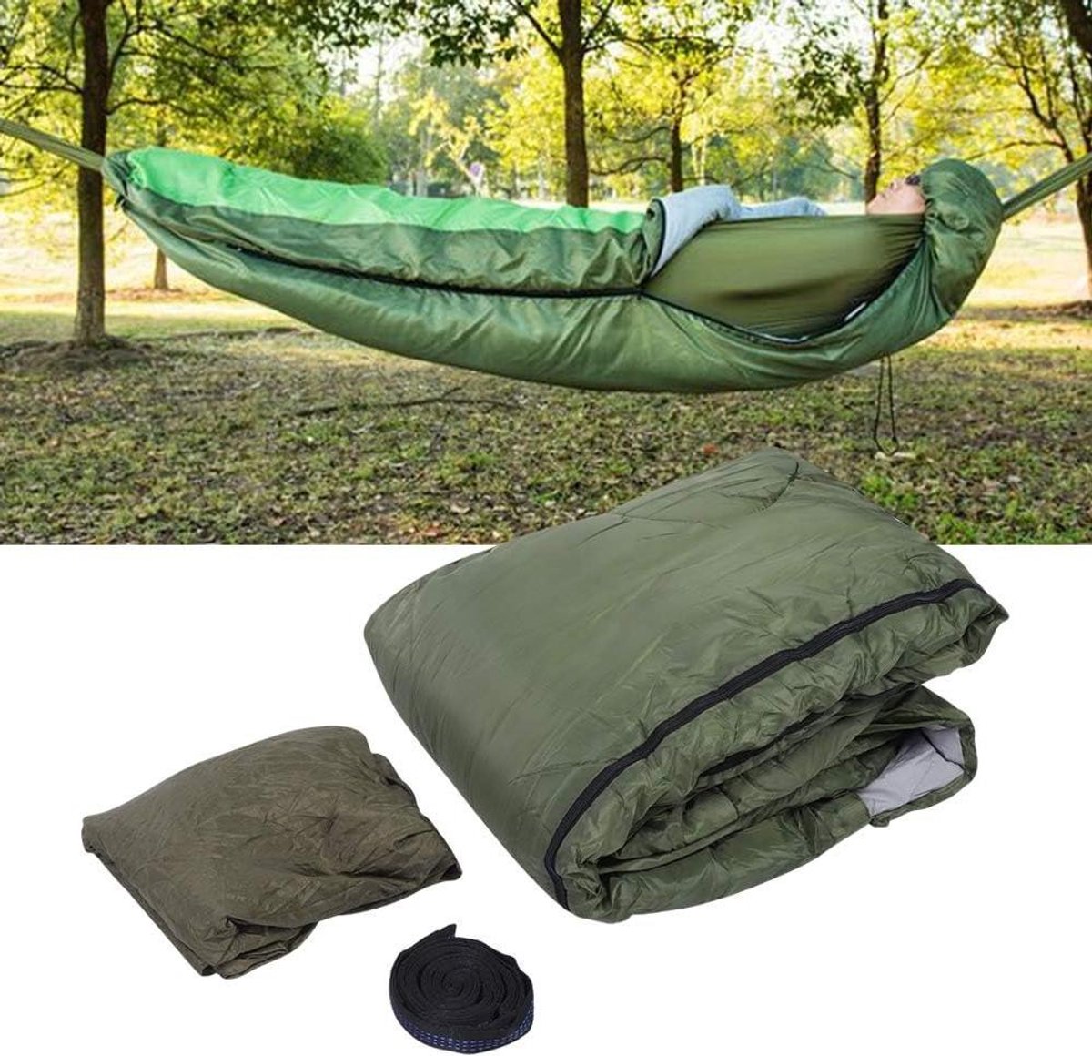 Campinghangmat Slaapzak - Outdoor Bed - Kamperen en Reizen - 2-in-1 Ontwerp - 230x84cm - Groen