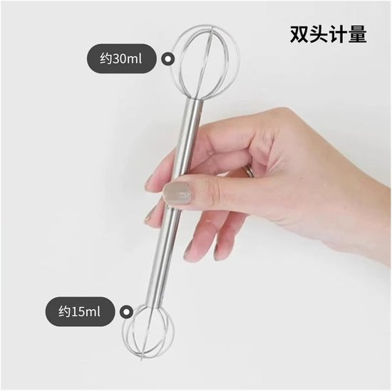Mengen Lepel - Mixer Staaf - Miso Roeren - Dubbelkop Ontwerp - 50 Gram - Zilverkleurig — afbeelding 2