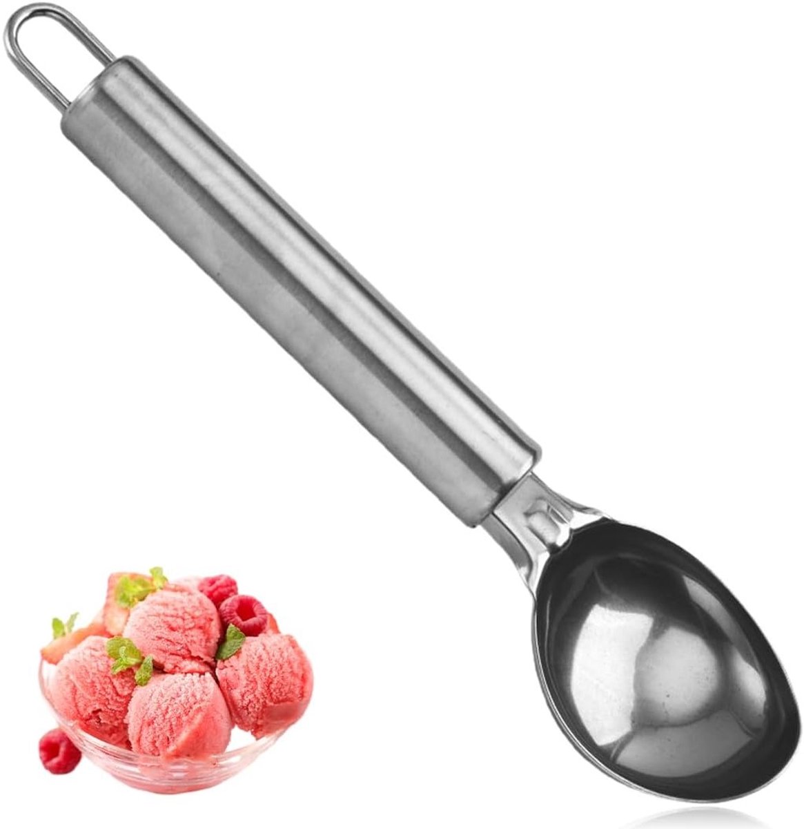 Multifunctionele RVS IJslepel voor Perfecte Porties IJs, Meloenen en Koekjesdeeg, Vaatwasmachinebestendig