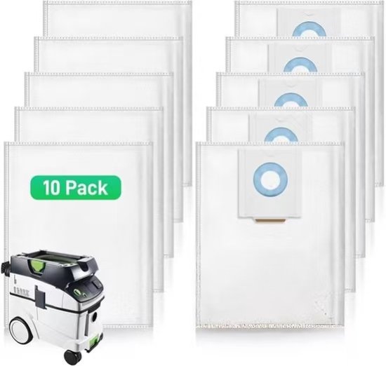 10 stuks 496186 zelfreinigende filterzakken voor Festool CT 36 CTL 36 CTM 36 stofzuigers SC FIS-CT 36/5 stofzuiger (vervangingsstofzak)