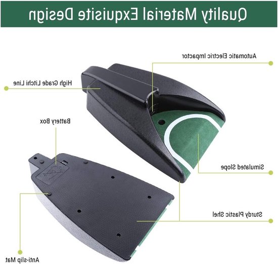 Putt trainer met automatische balteruggave en putting cup - voor golfers - 31 x 17 cm — afbeelding 2