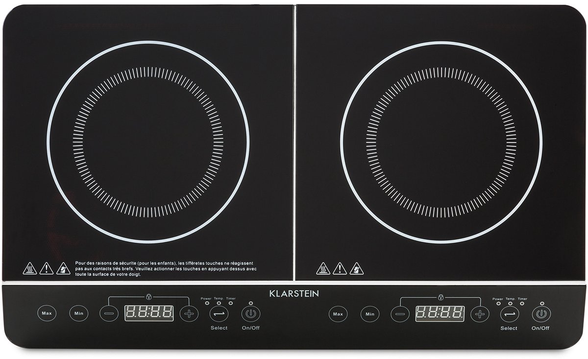 Klarstein Inductiekookplaat, 2-pits elektrische Kookplaten, Moderne Kookplaat, Inductiekookplaat voor Camping, Inductiekookplaat 2 Pits, 2-pits Inductiekookplaat Mobiel, Inductiekookplaten 3500W - Kookveld - Touch Timer
