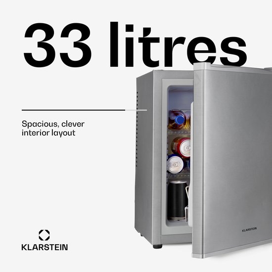 Klarstein Minibar Mini Koelkast voor Kamer, 33 L Mini Koelkast voor Dranken & Cosmetica, Kleine , Kleine en Stille Koelkast, Verstelbare Plank, Skincare Koelkast 5–15 °C - 25 dB - voor Hotelkamer voor Partykelder - Compact van Klarstein — afbeelding 5