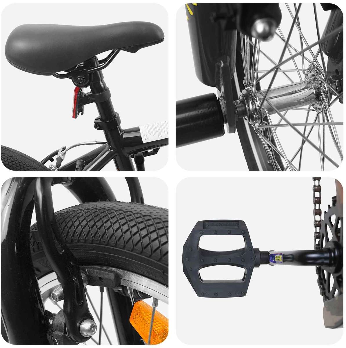 VidaXL BMX Fiets 20 Inch voor kinderen ouder dan 9 jaar Zwart