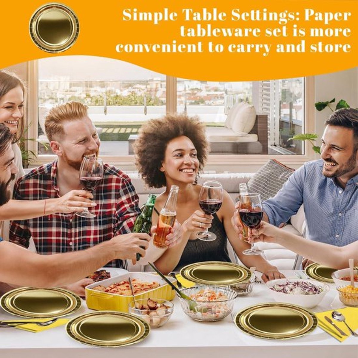 Papieren borden goud metallic - Feestjes Kerst Cocktails - Set van 16 stuks.