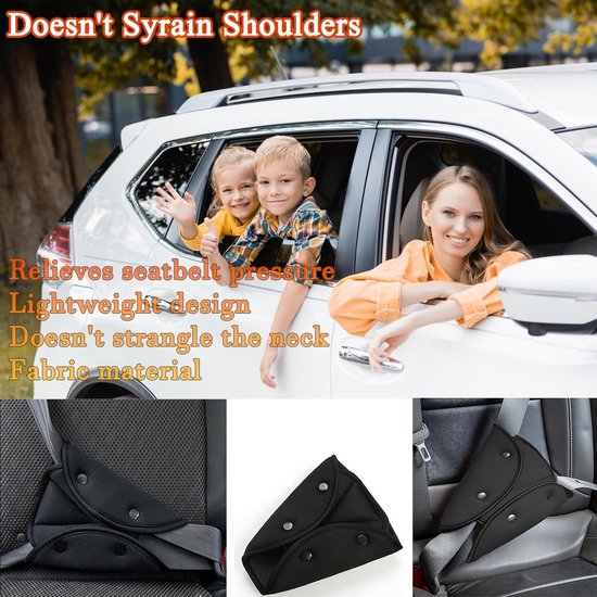2 stuks- Kindergordelversteller - Kindergordel - Kinderautogordelbeschermer - Autogordelkussen - Autogordelbeschermer - Zwart - 23*18 cm - Geschikt voor auto's — afbeelding 3