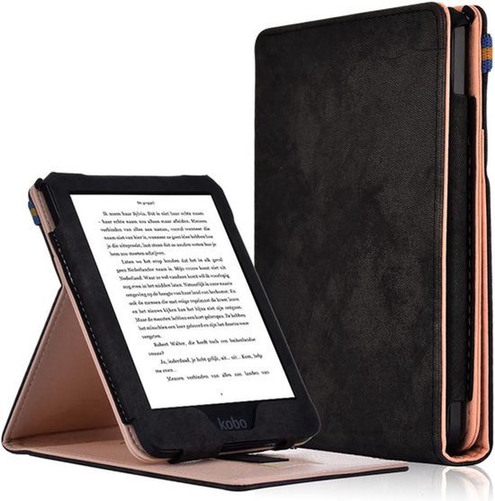 Zwarte hoes geschikt voor Kobo Clara HD - E-reader hoes - Foliohoes - Zwart - CHPN — afbeelding 3