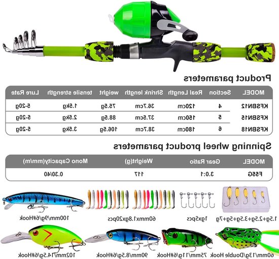 Kinderen Spincast Reel en Hengel Set, Compleet Vissen Kit met Tackle Box, Tangle-Free Design en Accessoires voor Jonge Vissers — afbeelding 4