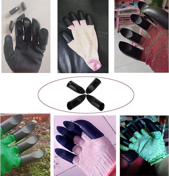 20 stuks - Tuinhandschoenen met graafgrepen - Afneembare universele vingertoppen - Zwarte graafgrepen voor in de tuin - Vingertoppen voor het graven van gaten en planten - Unisex graafgrepen - Geschikt voor planten, wieden, graven en tuinwerk — afbeelding 4