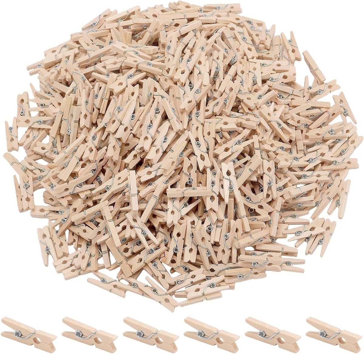 600 stuks mini houten wasknijpers voor ambachtelijke DIY projecten, kleine haringen voor woondecoratie en knutselen