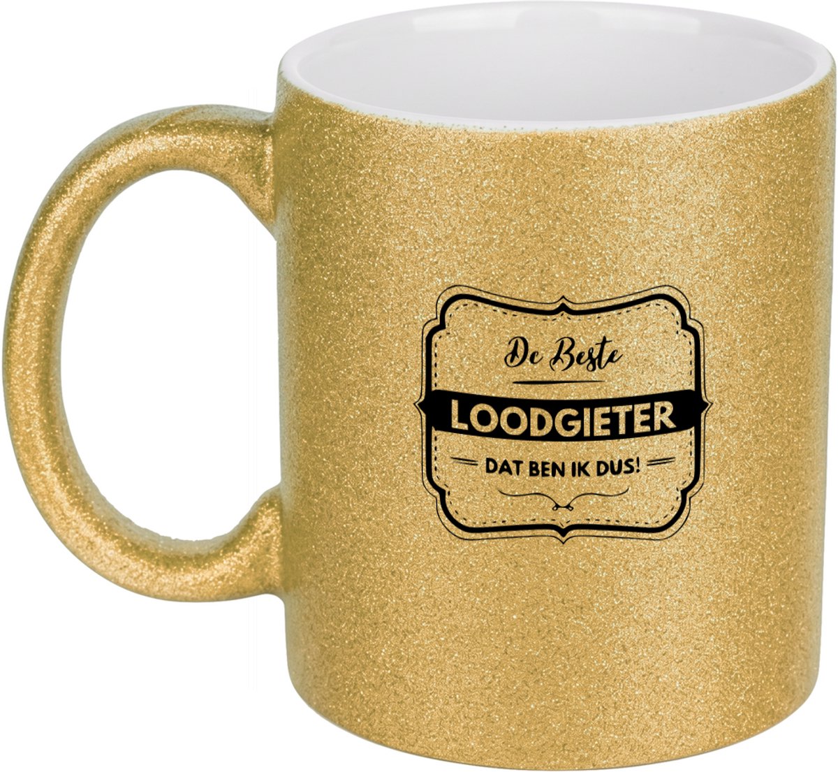 Hacebo® - De beste loodgieter dat ben ik dus koffiebeker glitter goud - Loodgieter - Vrienden familie - thee mok - koffie beker - Collega - Cadeau - koffiemok - 350 ML inhoud